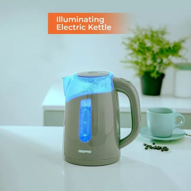 2200W Illuminating Electric Kettle Cordless Jug Kettle Auto Shut Off 1.7L Grey