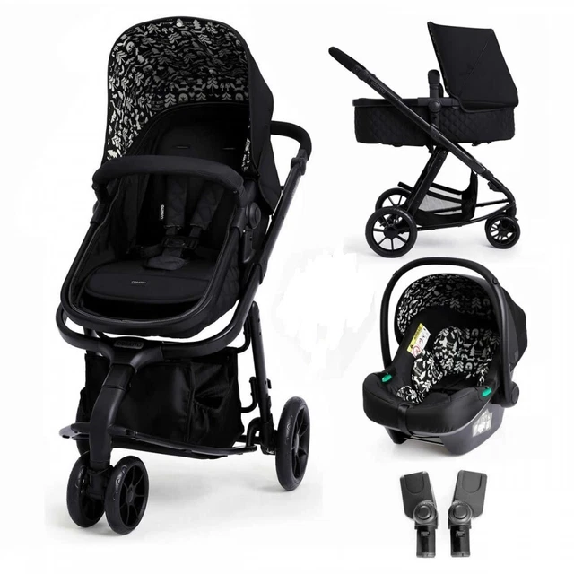 Cosatto Giggle 2 in 1 i Size bundle Black Silhouette with car seat and Raincover