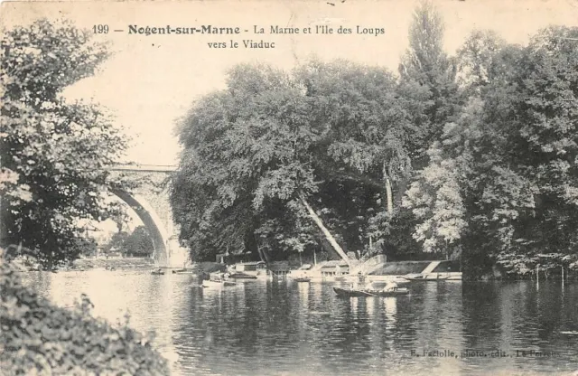 NOGENT-sur-MARNE - la Marne et l'île des Loups vers le Viaduc