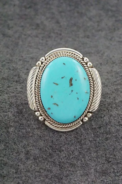 Turquoise & Sterling Silver Ring - Kenny Calavaza - Size 9