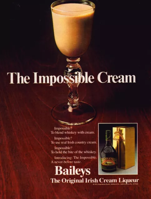 1979 Baileys Irish Cream Liqueur Print Ad The Impossible Cream Whiskey