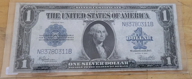 1923 $1 One Dollar Silver Certificate Note Horse Blanket Large Size Banknote