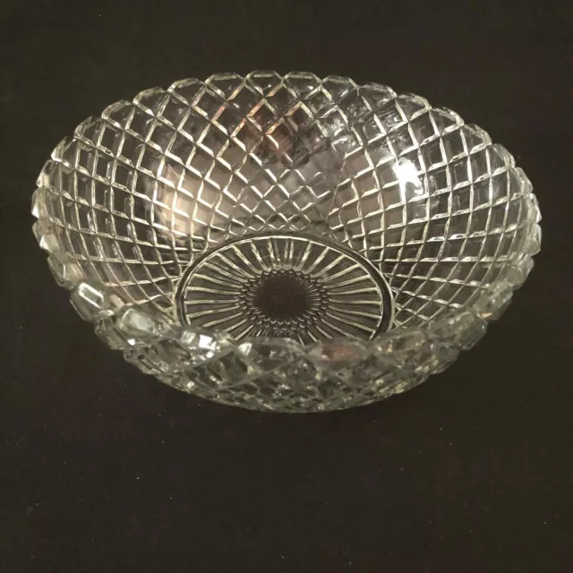 Vintage Anchor Hocking Bowl Waterford Waffle Depression Glass Clear 8''