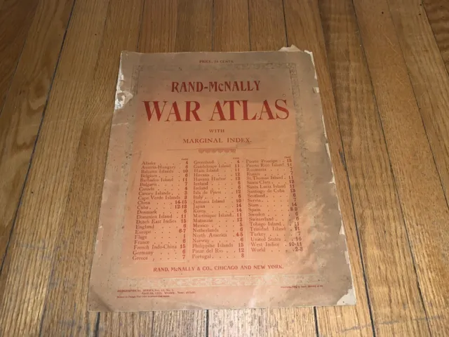 rare Rand Mcnally War Atlas 1898 Saw spanish american war