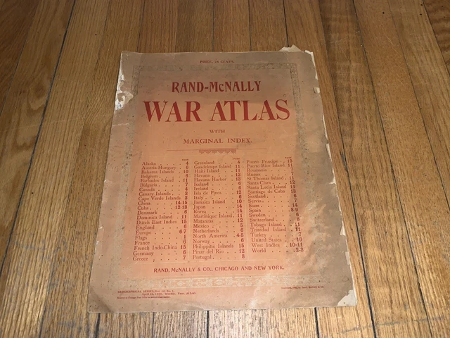 rare Rand Mcnally War Atlas 1898 Saw spanish american war