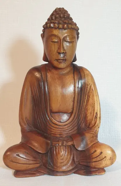 Wooden Meditating Buddha Statue Hand Carved Sculpture Figurine Wood Decor