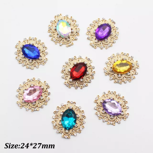 5pcs/lot 24*27MM Rhinestone Crystal Flat Bottom Buttons DIY Jewelry Accessori Sp