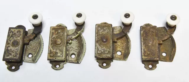 4 Matching Vintage Eastlake Style Windows Sash Lock Complete With Keeper #2