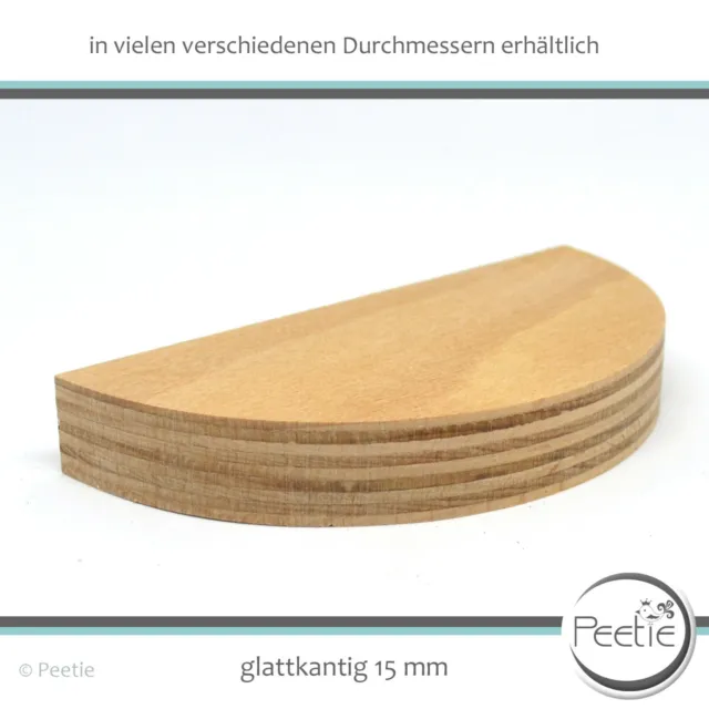 1 Holzscheibe Buche Multiplex 15mm halbrund Tischplatte Halbkreis Holz Sperrholz