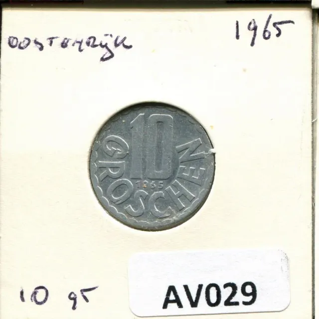 10 GROSCHEN 1965 AUSTRIA Coin #AV029C
