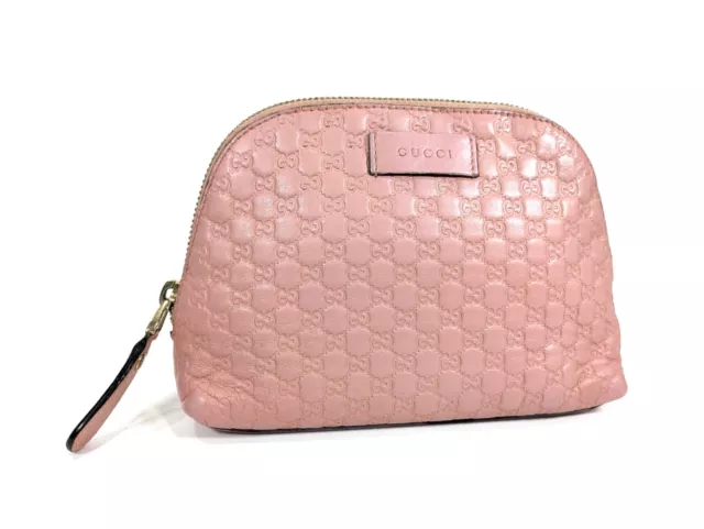 Gucci pouch purse Guccisima micro sima microGG leather pink gold Authentic