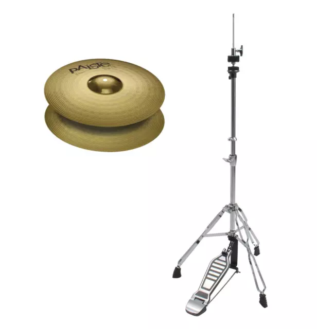 Paiste 101 Brass 14" Hi-Hat Becken Maschine HiHat Ständer Set Cymbal Stand