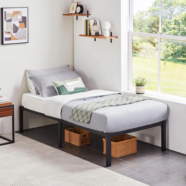 YAHEETECH 36 CM Single Bed Frame Metal Solid 3ft Single Platform Bed ...