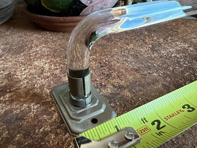 Vintage Kimble? 18” Clear Bent Glass Towel Bar MCM Retro Art Deco Rod