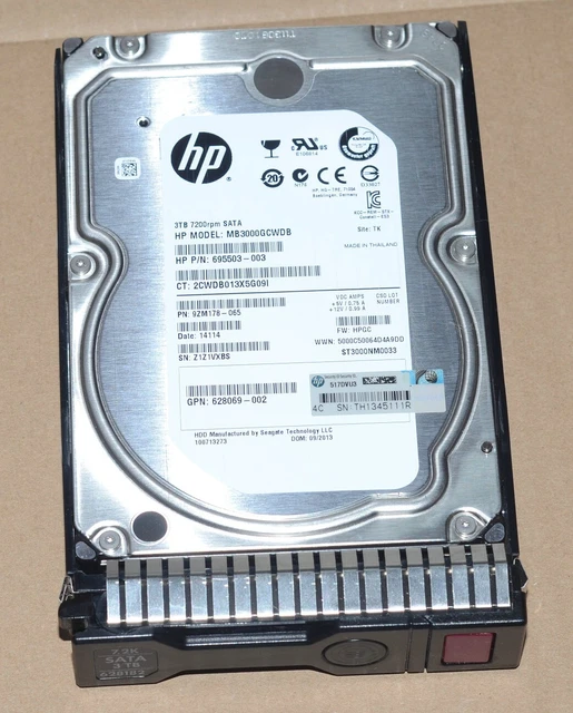 Fit HP 628069-001 3TB 7.2K 3.5 SATA HDD 628061-B21 628182-001 ST3000NM0033