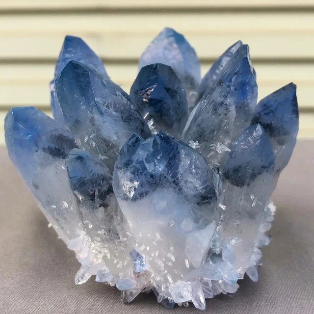 459g  New Find blue Phantom Quartz Crystal Cluster Mineral Specimen Healing 7