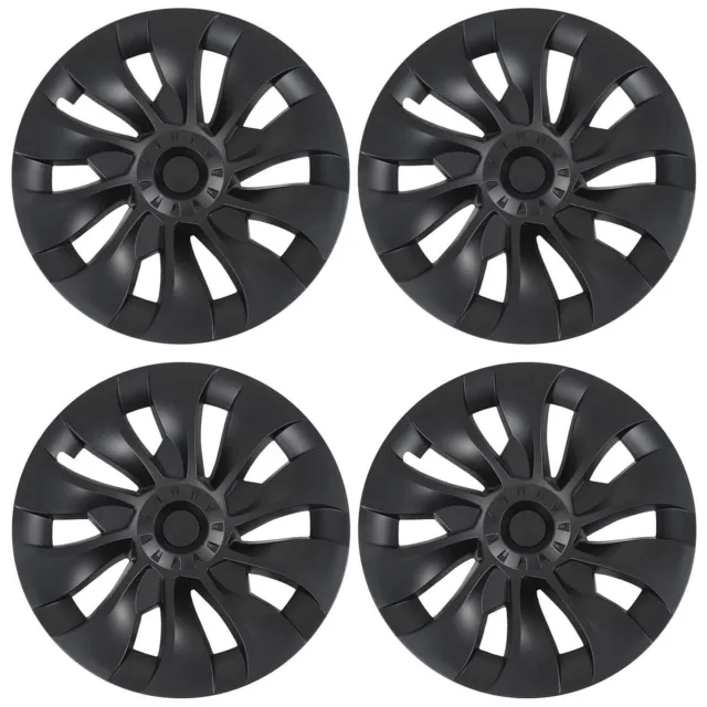 Matte Black 18" 4Pcs Wheel Covers Snap On Full Hub Caps For Tesla Model 3 17-23