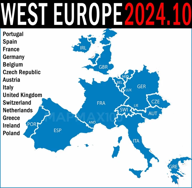 WESTERN EUROPE GPS NAVIGATION Map 2024.10 for GARMIN DEVICES LATEST