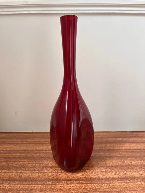 Mid-Century Elme Glasbruk Vase, Rubin Red Swedish Art Glass