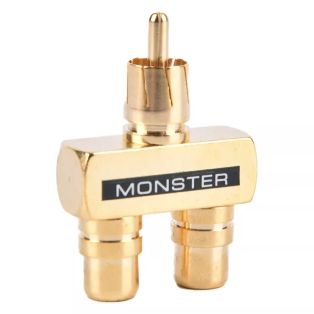 Copper Gold Plated RCA Audio Video Splitter 1 Male to 2 Female Converter Adap#km