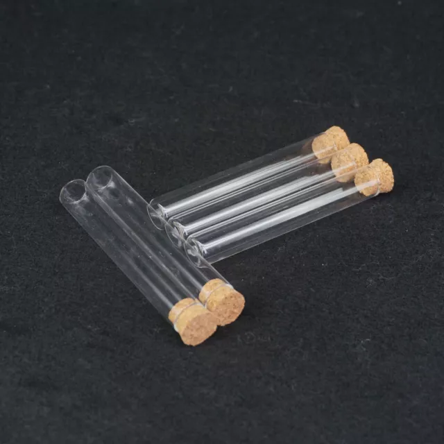 5pcs tube à essai en verre de laboratoire à fond plat avec du bois