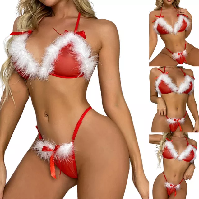 Women Christmas Sexy Lingerie Set Mrs Santa Fancy Babydoll Nightwear Costume HOT