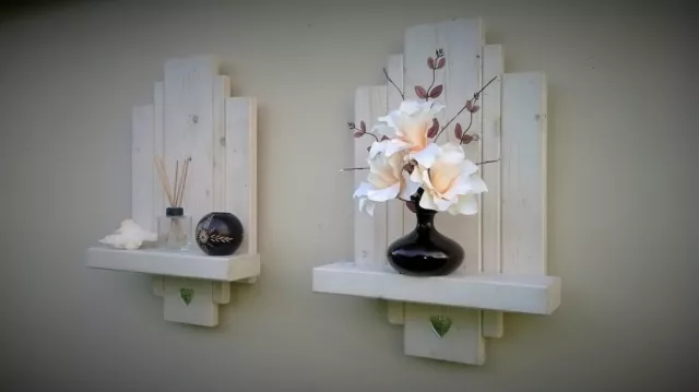 2 White Floating Shelf Shelves Wall Sconce Storage Shabby Chic Mirror Hearts .