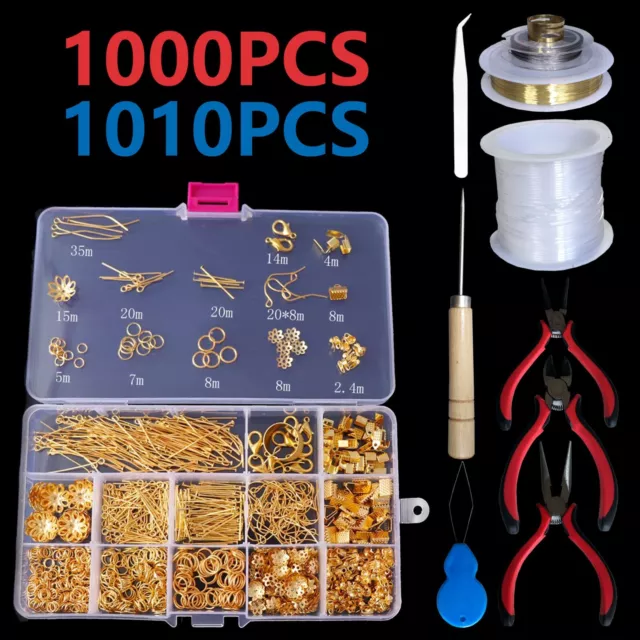 1010Pcs Jewelry Making Kit DIY Sterling Beading Repair Tools Craft Supplies Set