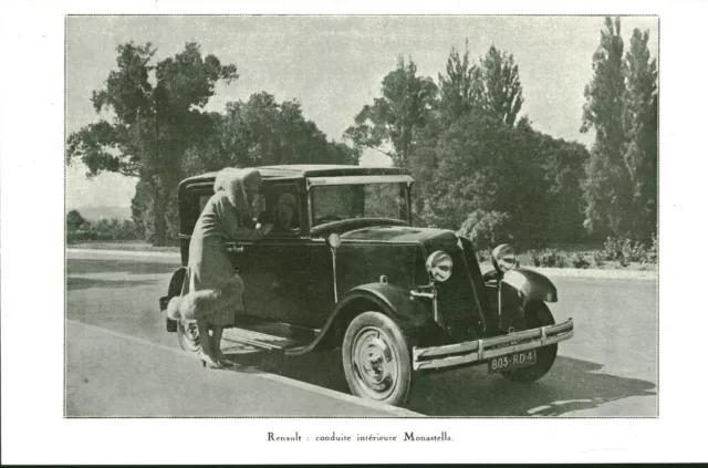 1929 Renault Indoor Driving Automobile Magazine Advertisement