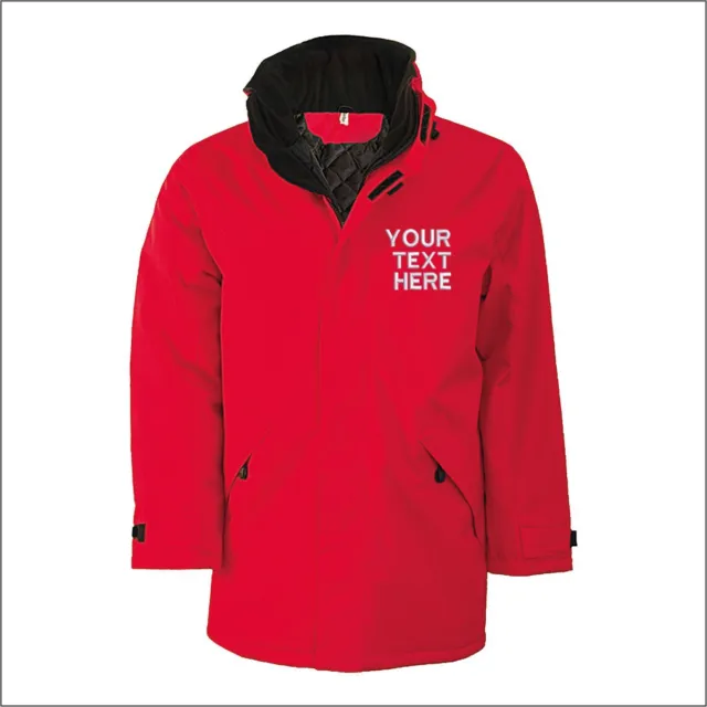 Kariban Personalised Custom Text High Collar Parka Full Zip Showerproof Jacket