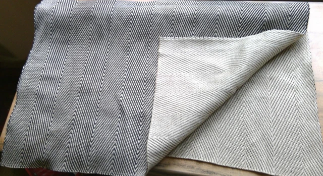 black & tan herringbone tweed fabric sample wool 29" x 35" heavy duty upholstery