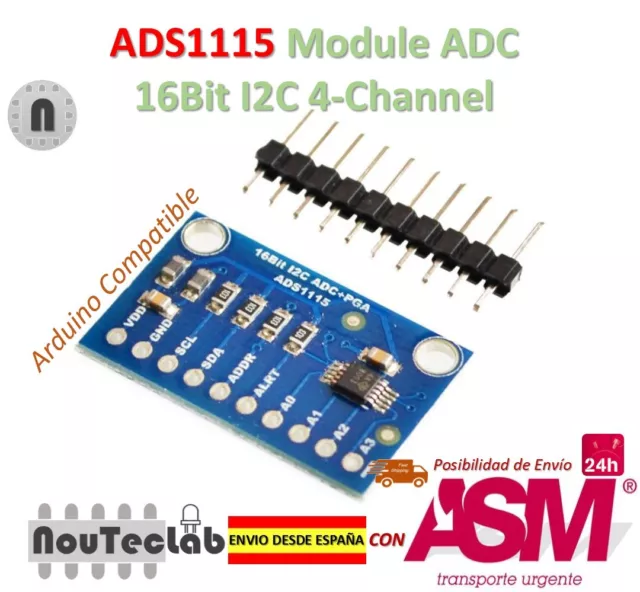 ADS1115 Module ADC 16Bit I2C 4-Channel Ads 1115 Avec Pro Gain Opérationnel