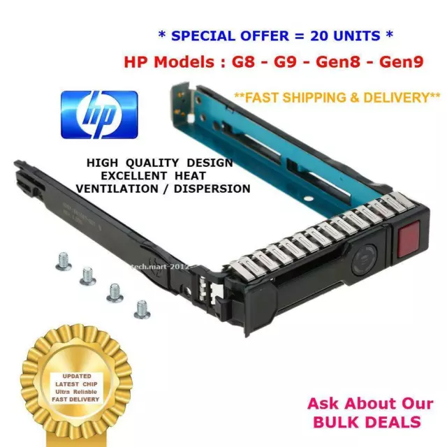 20 x HP 651687-001 2.5" SAS / SATA Hot-Swap Hard Drive Caddy.G8.G9.G10.Gen8Gen9