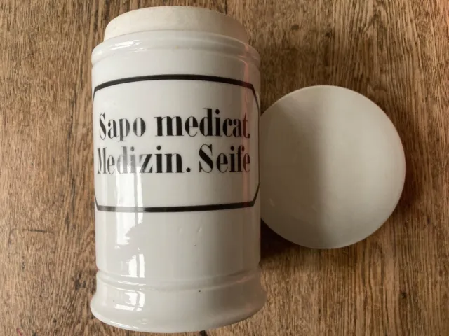 Apotheker-Gefäß, "Sapo medicat. Medizin. Seife", Keramische Kruke