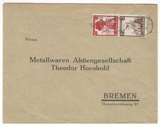 Deutsches Reich aus 1935 MiNr. 588, 593 Zusammendruck Postwerbestempel Stuttgart