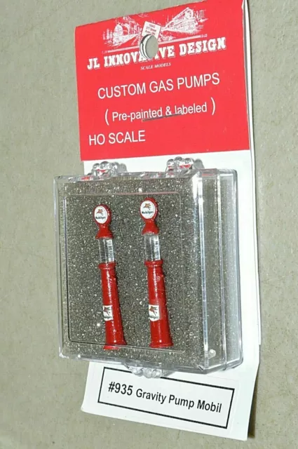 JL Innovative Design 935 Gravity Gas Pumps (2 in pkg) MOBIL (Painted) HO Scale