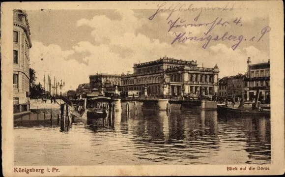 Ak Kaliningrad Königsberg Ostpreußen, Börse vom Wasser gesehen - 2948047