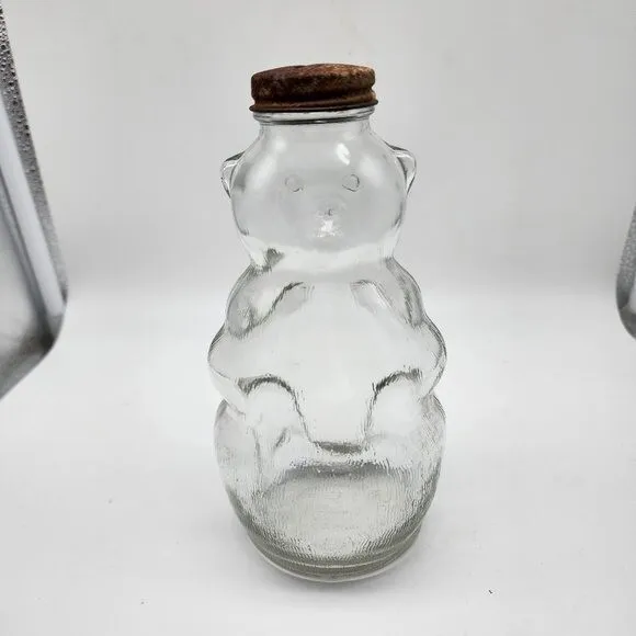 Vintage Snow Crest Beverages Salem Mass Clear Glass Bear Bank 3