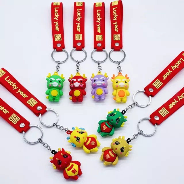 Cartoon Dragon Year Keychain Cute Cartoon Keyring For Soft Rubber Car Key Chain