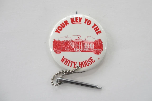 Jimmy Carter 1976 Political Button-Your Key To The White House W/Metal Key
