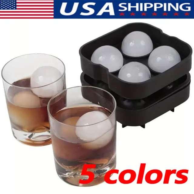 Large Round Silicone Ice Cube Ball Maker Tray Sphere Molds Bar Whiskey Cocktails