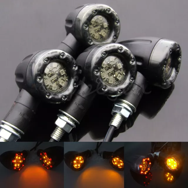 4X 12 LED Universel Clignotant Moto Indicateur Lumineux ambre Amber eclairage FR