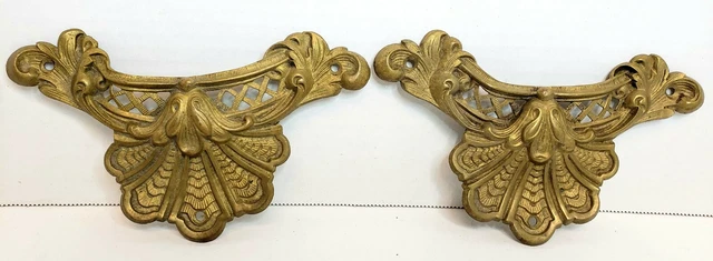 Par de herrajes adornados con cajón de latón antiguo 7x4,5x,5
