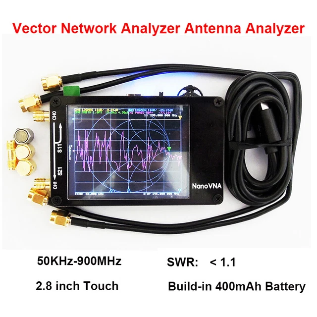 NANOVNA 50KHZ-900MHZ VECTOR Network Analyzer VNA HF VHF UHF UV Antenna ...