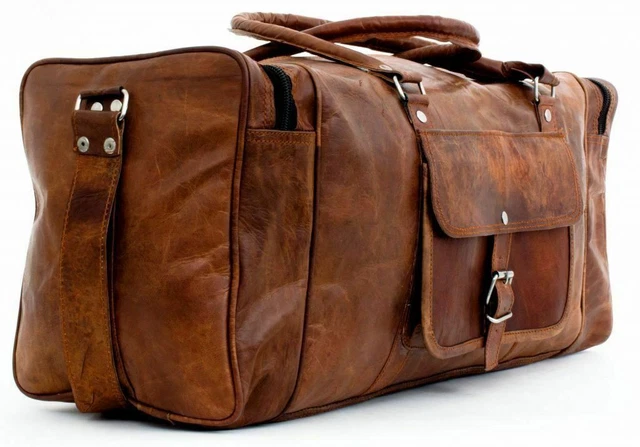 Grand sac de voyage en cuir véritable pour homme vintage 76,2 cm