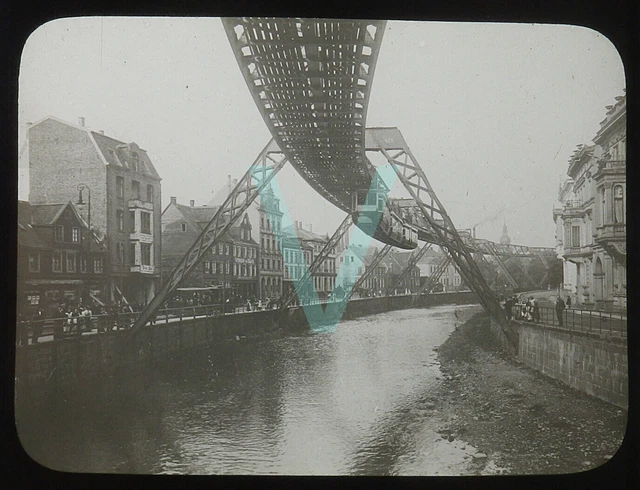 Antique Glass Magic Lantern Slide -Suspended Railway