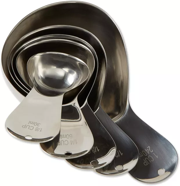 New RSVP Stainless Steel Nesting Measuring Oval Cups Set