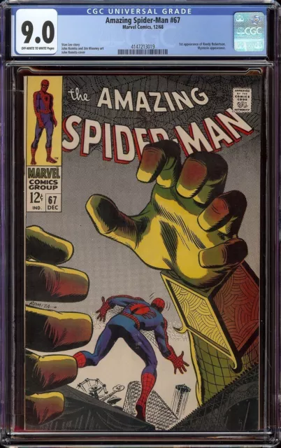 Amazing Spider-Man # 67 CGC 9.0 OWW (Marvel 1968) 1st appearance Randy Robertson