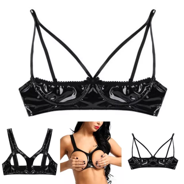 Reggiseno elegante e sensuale donna look bagnato pelle pu bustier lingerie club