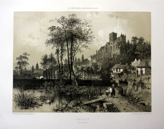 ca. 1870 Lamballe Saint-Brieuc Bretagne France estampe Lithographie lithograph